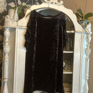 #303  Sanctuary crushed velvet, cold shoulder dress